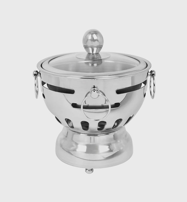 Stainless Steel Single Hot Pot with Glass Lid