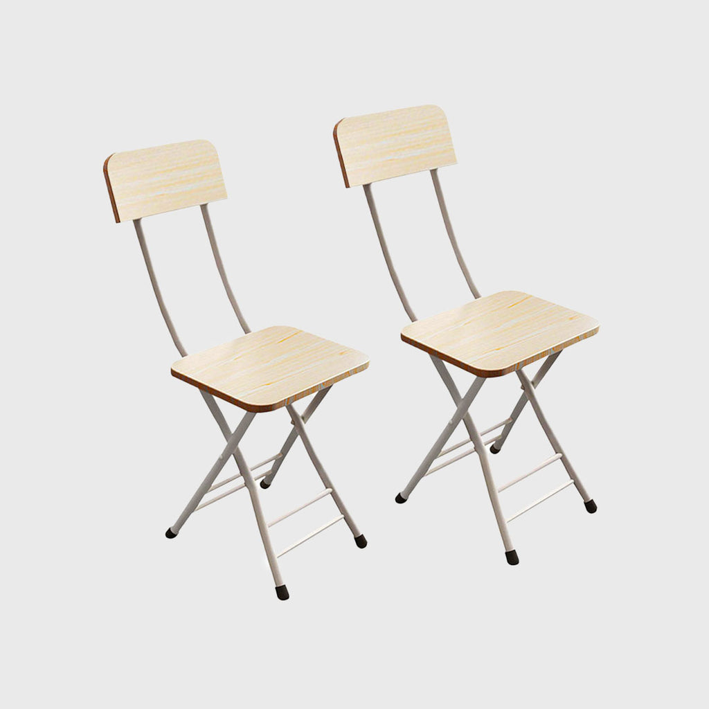 Maple Foldable Chair Space Saving Seat Set of 2 White