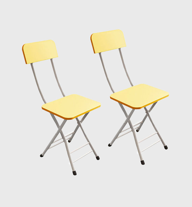 SOGA Yellow Foldable Chair Space Saving Seat Set of 2