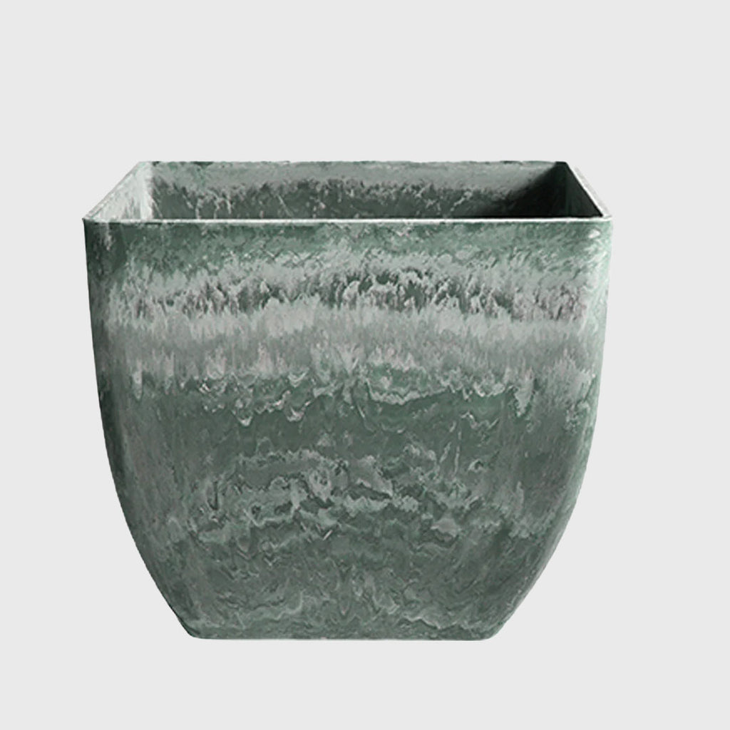 27cm Green Grey Square Resin Planter