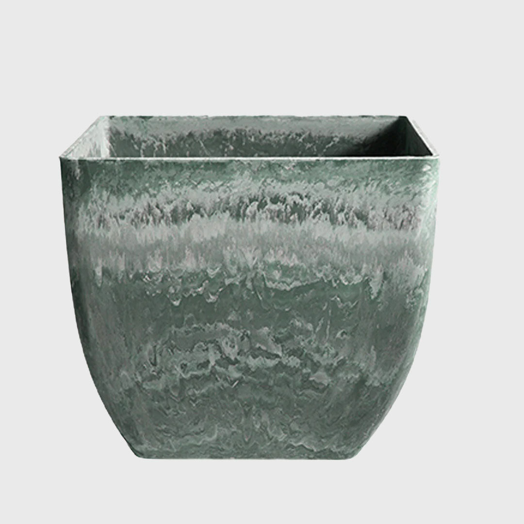 32cm Green Grey Square Resin Planter