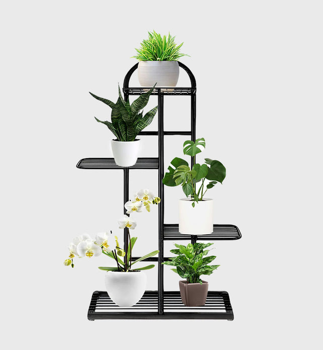 4 Tier Black Metal Plant Flowerpot Display Rack