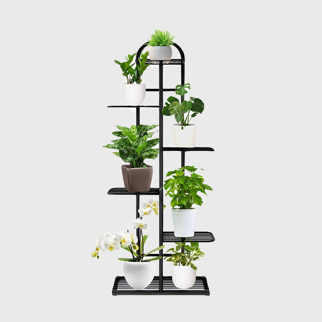 6 Tier Black Metal Plant Flowerpot Display Rack