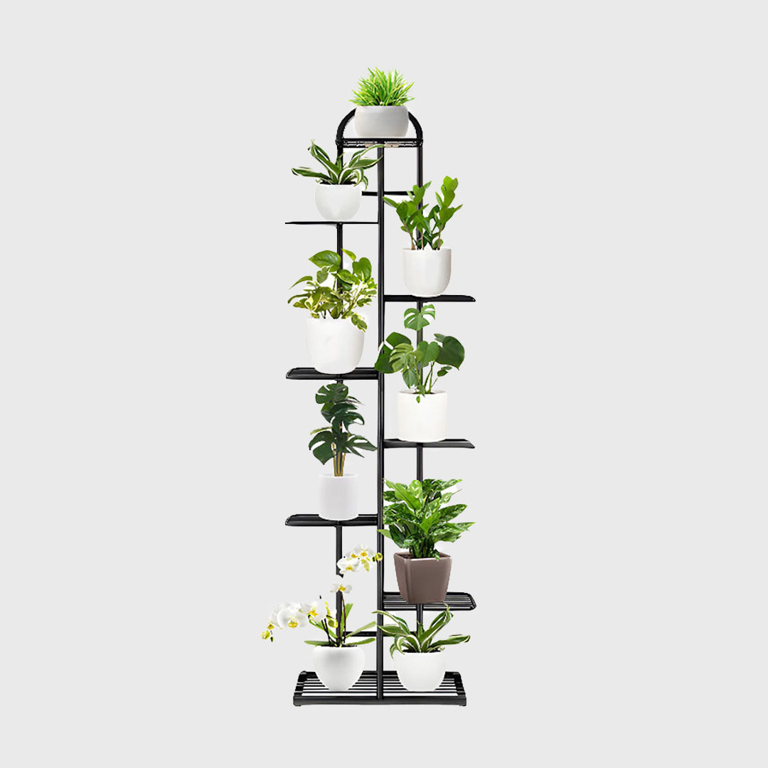8 Tier Black Metal Plant Flowerpot Display Rack