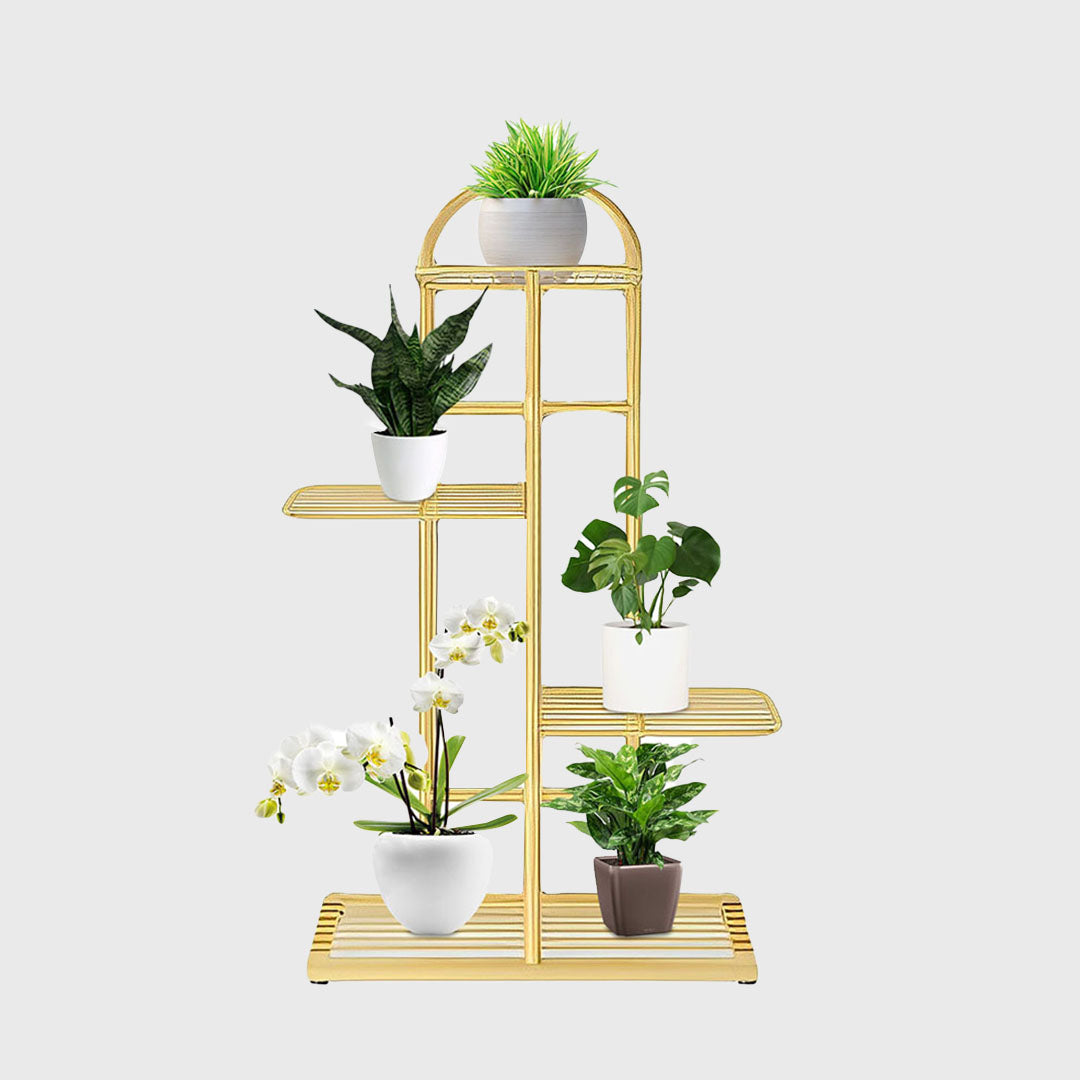 4 Tier Gold Metal Plant Flowerpot Display Rack