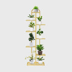 8 Tier Gold Metal Plant Flowerpot Display Rack