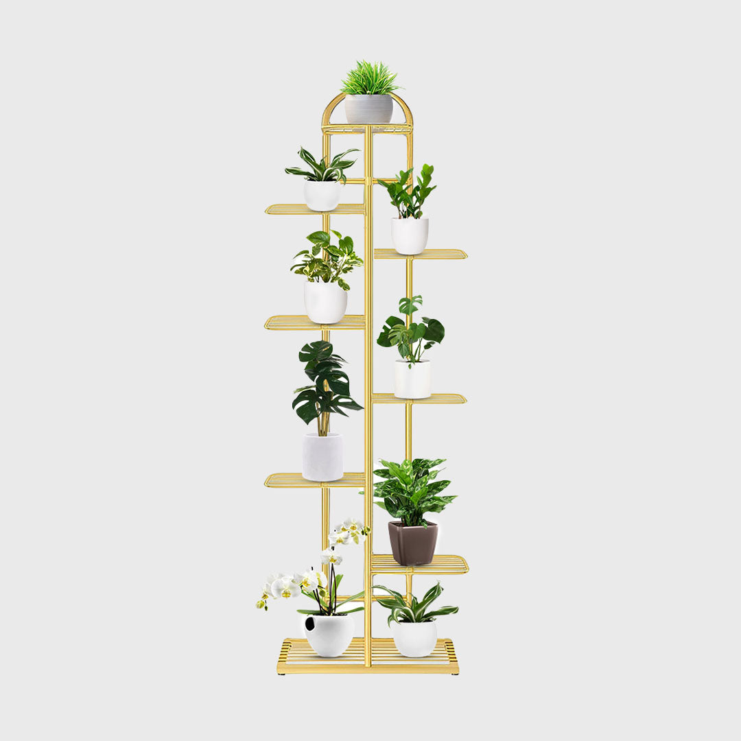 8 Tier Gold Metal Plant Flowerpot Display Rack