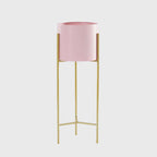 42CM Pink Metal Tiered Plant Pots Holders Foldable Rack
