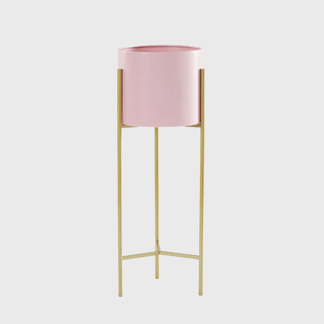 42CM Pink Metal Tiered Plant Pots Holders Foldable Rack