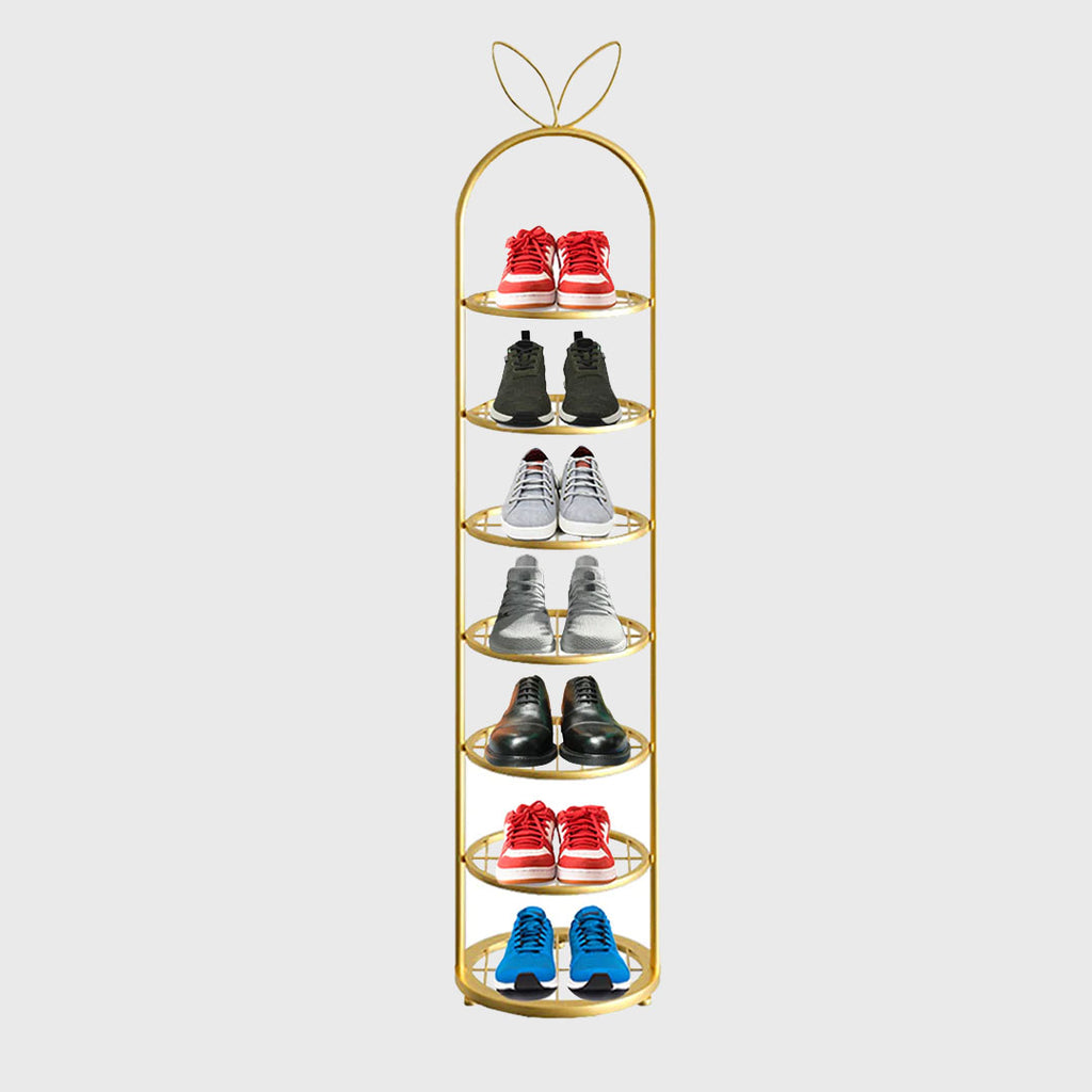 7 Tier Bunny Ears Shape Gold Plated Metal Shoe Rack Organiser