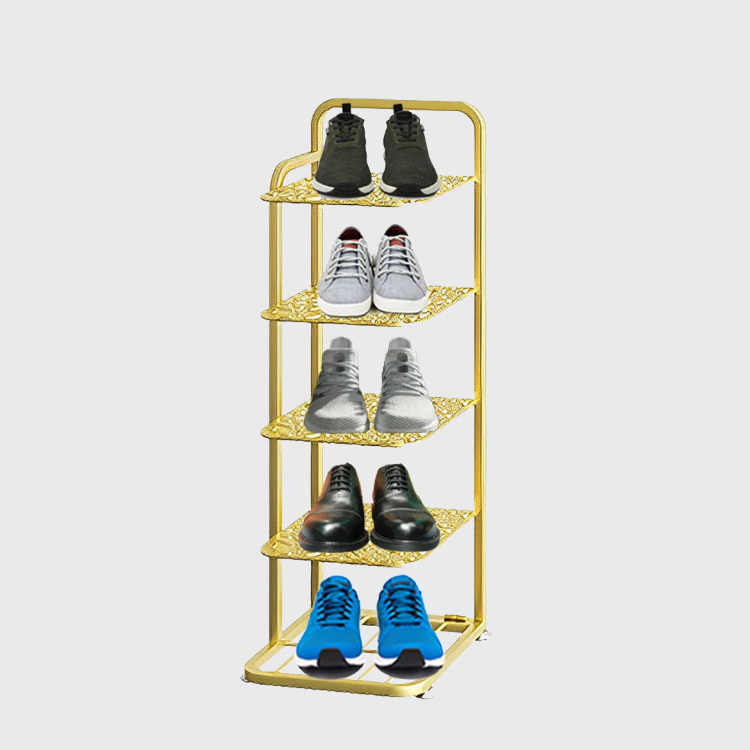 5 Tier Gold Plated Metal Shoe Rack Organiser