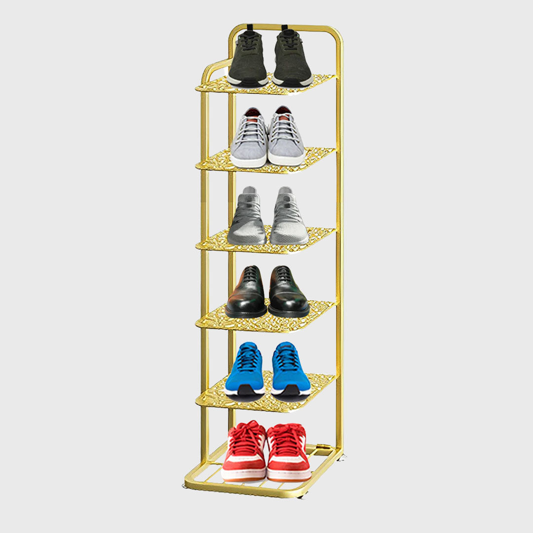 6 Tier Gold Plated Metal Shoe Rack Organiser