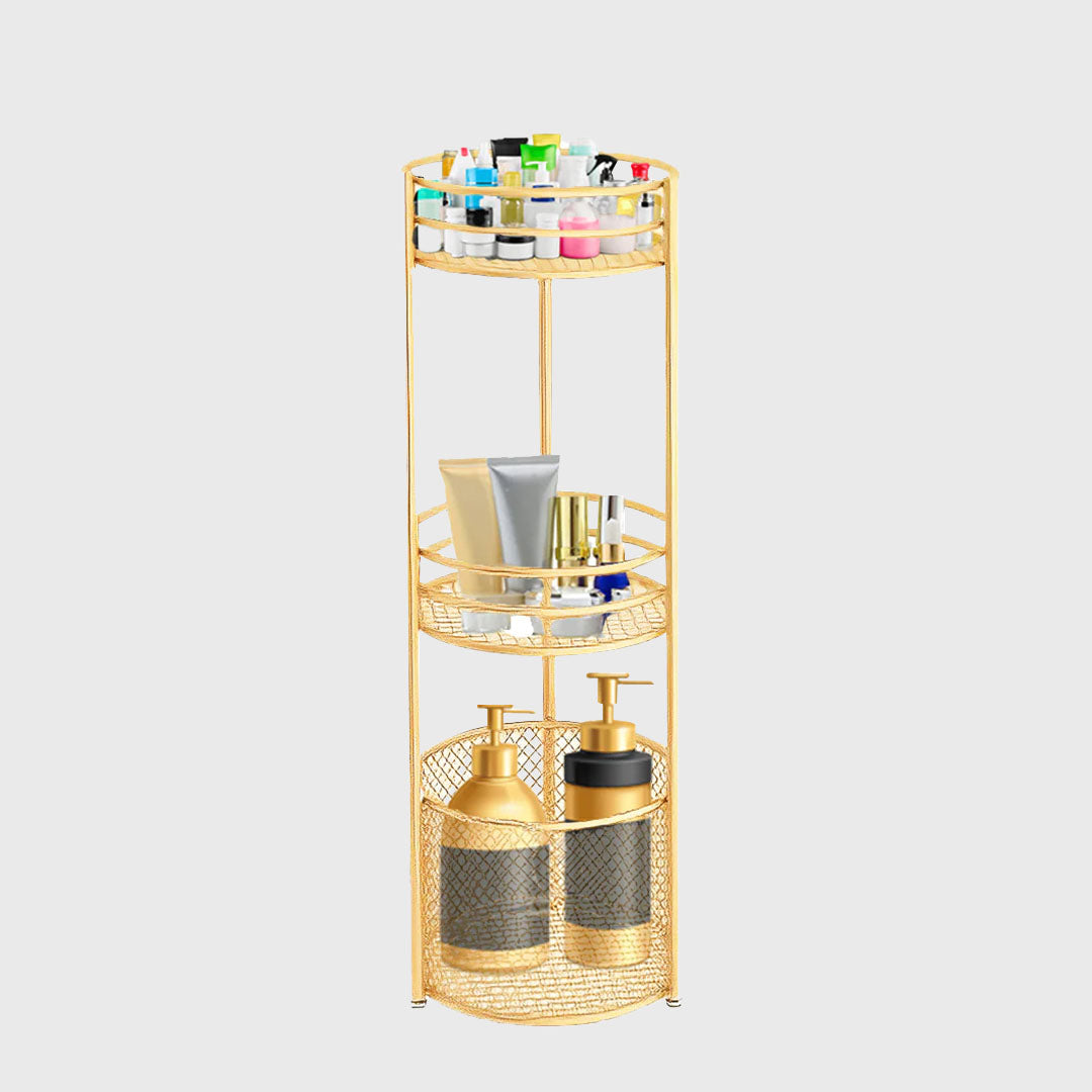 3 Tier Freestanding Storage Shelf Multifunctional Display Rack with Basket