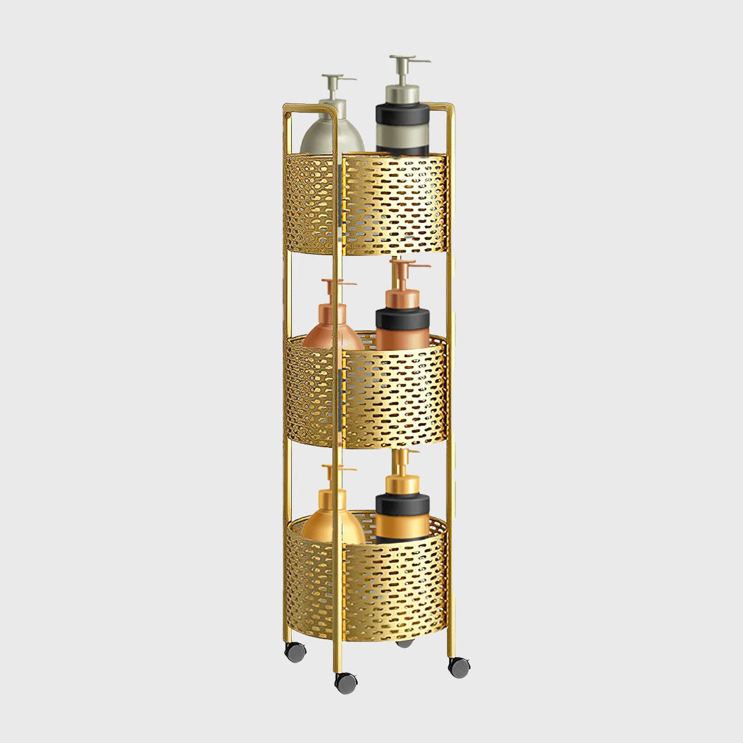 3 Tier Bathroom Shelf Multifunctional Display Rack with Wheels