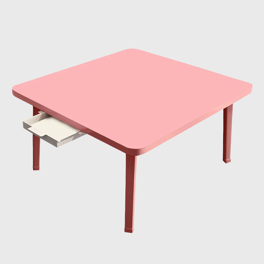 Pink Portable Square Floor Table