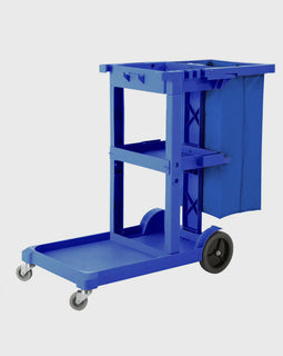 3 Tier Multifunction Janitor Cart and Bag Blue