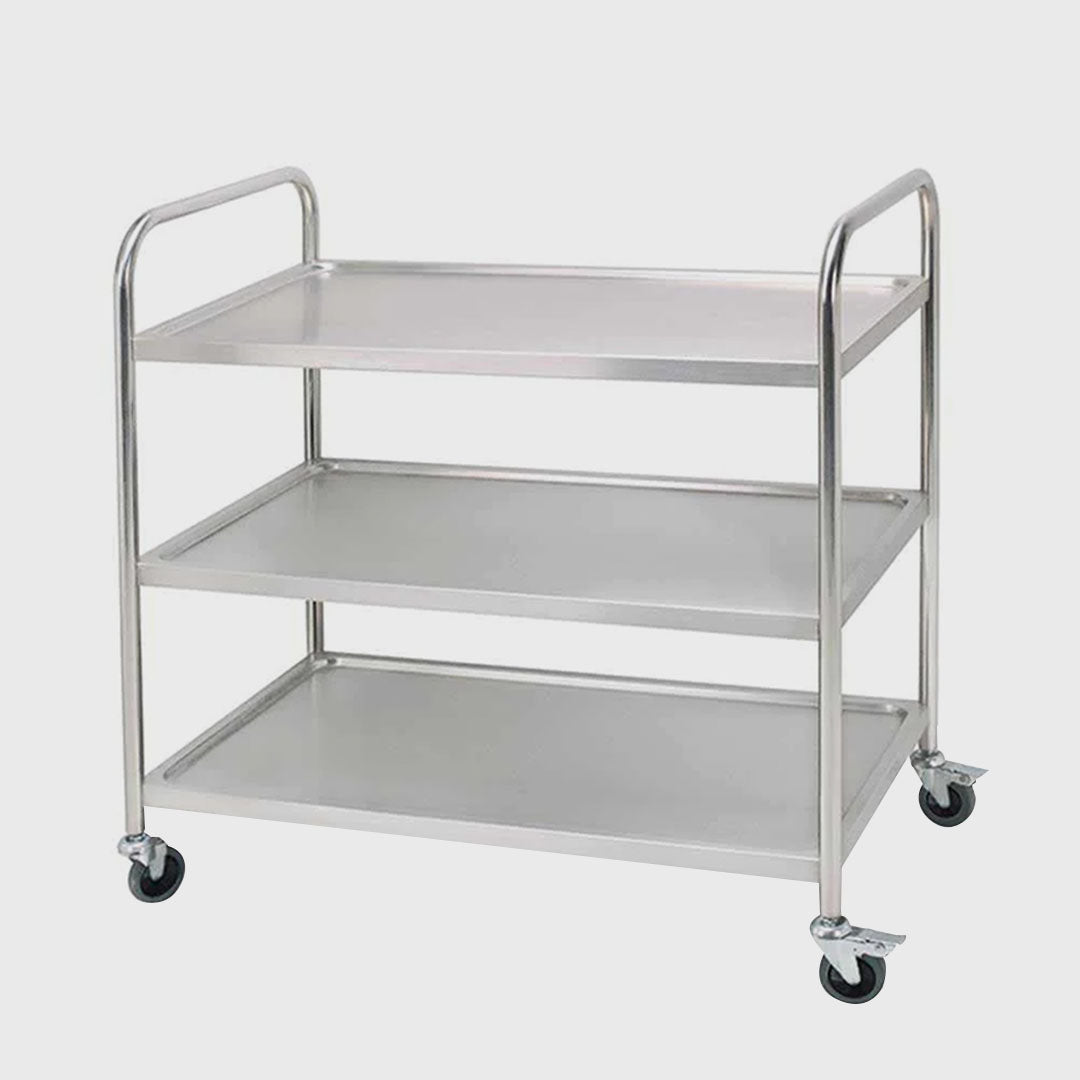 3 Tier Stainless Steel Utility Cart Round 81x46x85cm Small