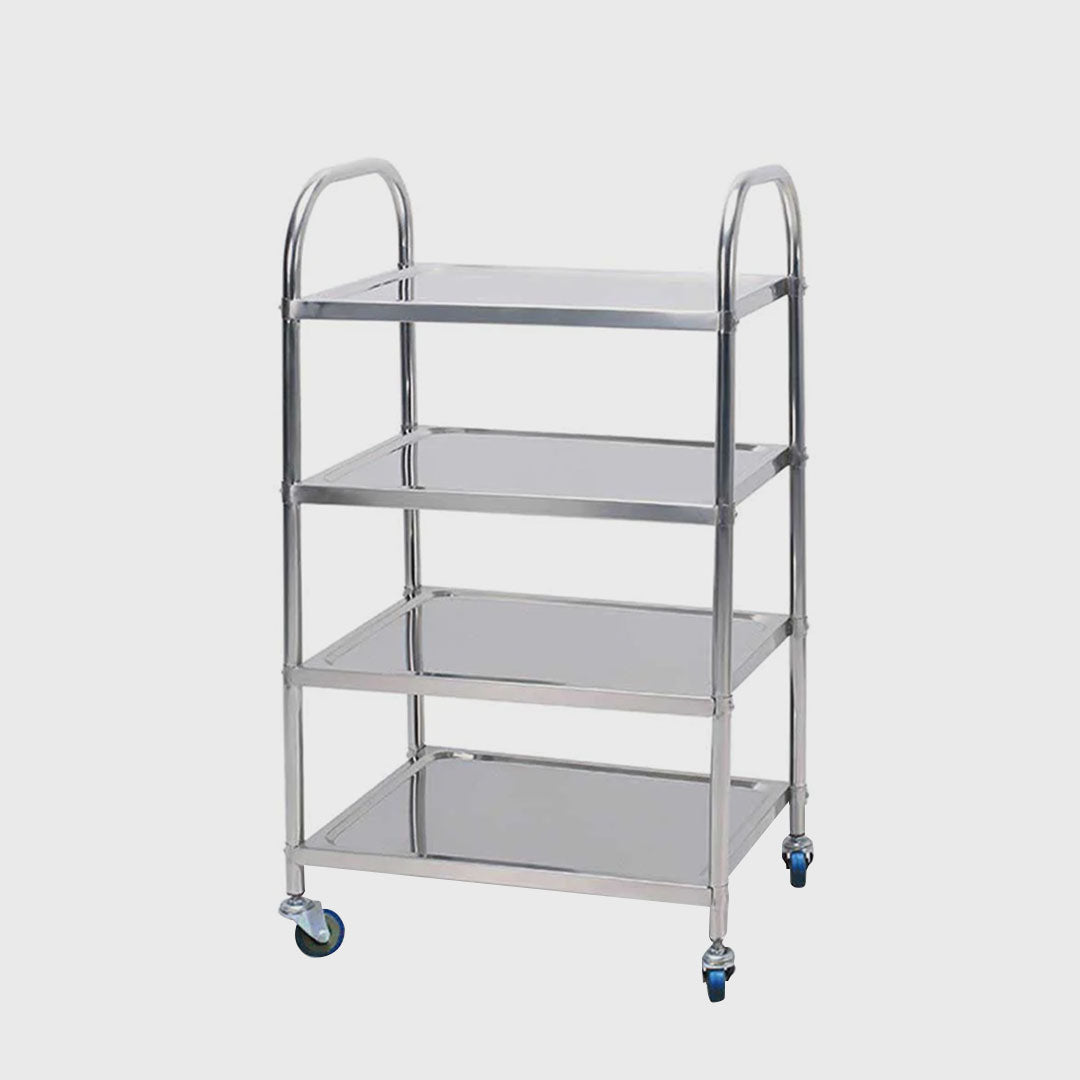 4 Tier Stainless Steel Utility Cart Round 48x32x79cm