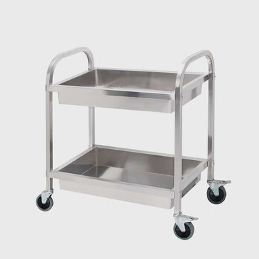 2 Tier Stainless Steel Utility Cart 95x50x95cm Large