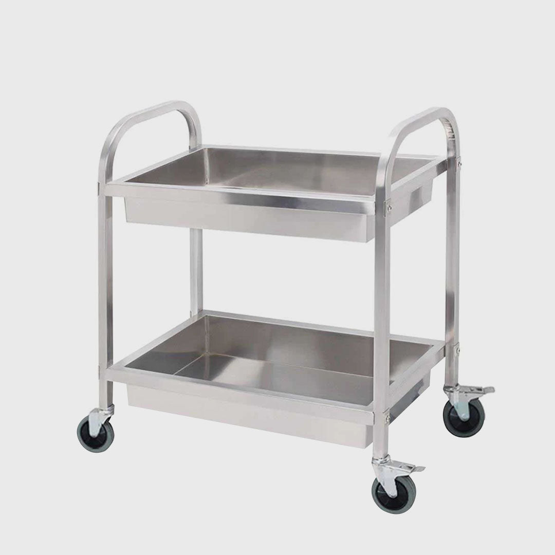 2 Tier Stainless Steel Utility Cart 85x45x90cm Medium
