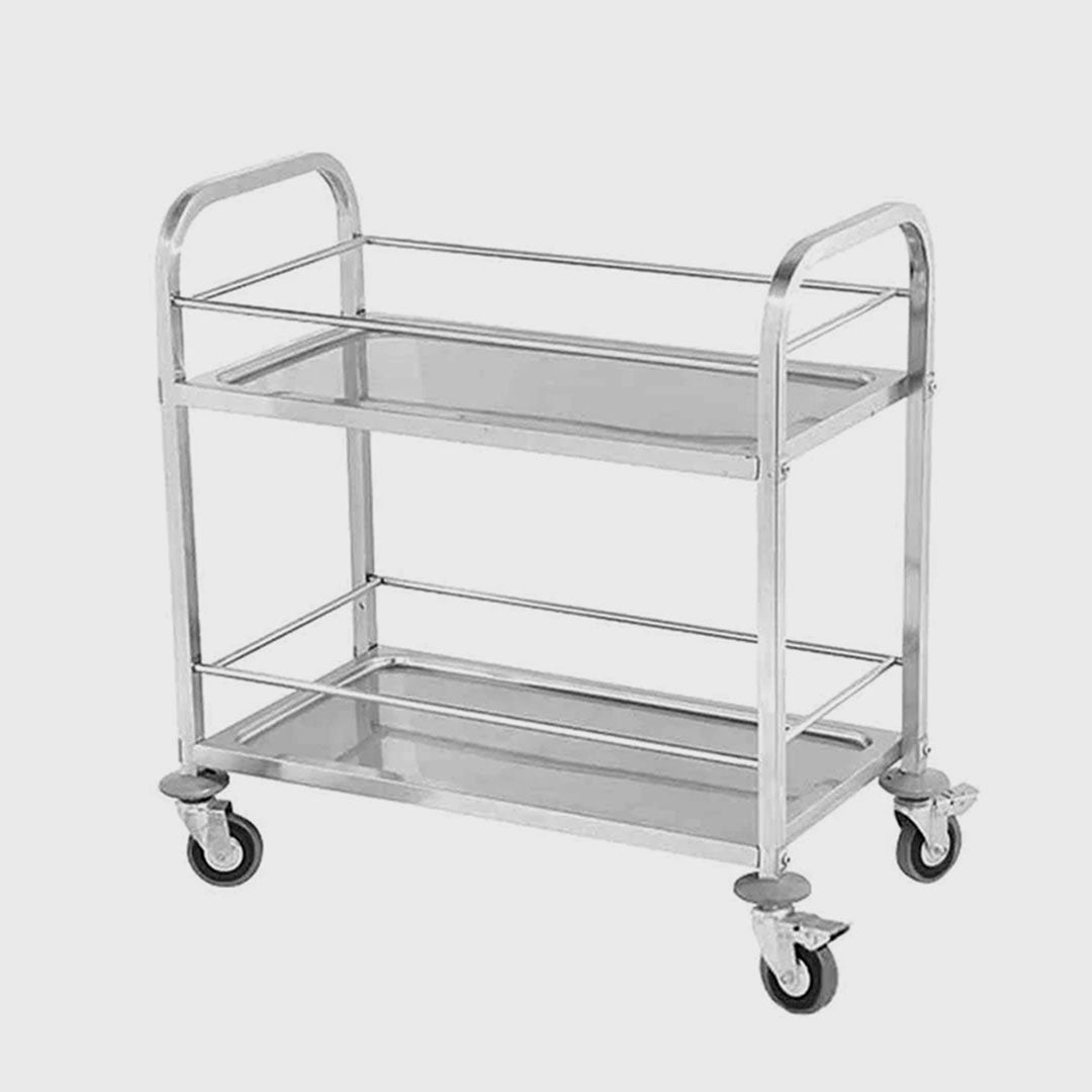 2 Tier Stainless Steel Utility Cart 95x50x95cm Large