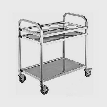 2 Tier Stainless Steel 8 Compartment Kitchen Trolley