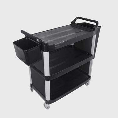 3 Tier Covered Utility Cart Black with Bins