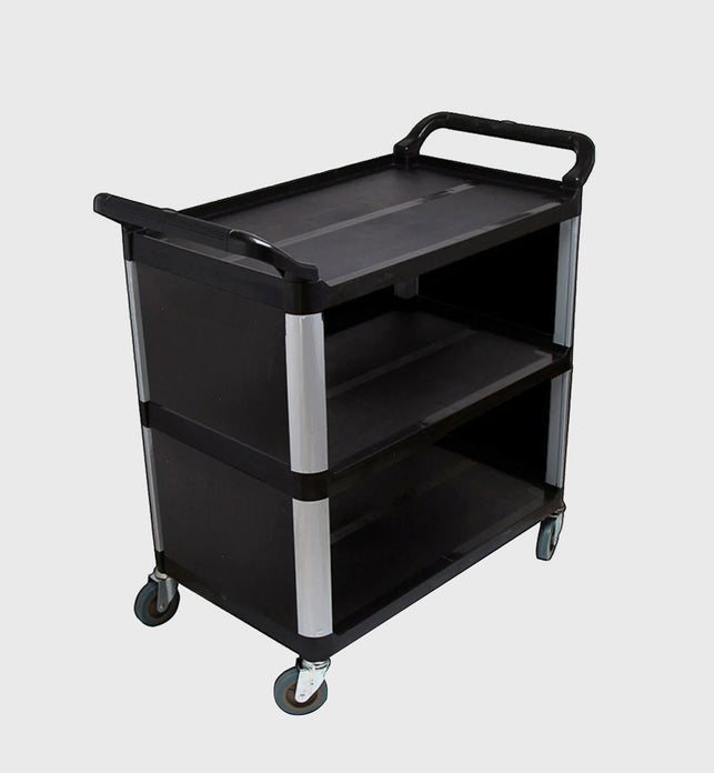 3 Tier Covered Utility Cart Black