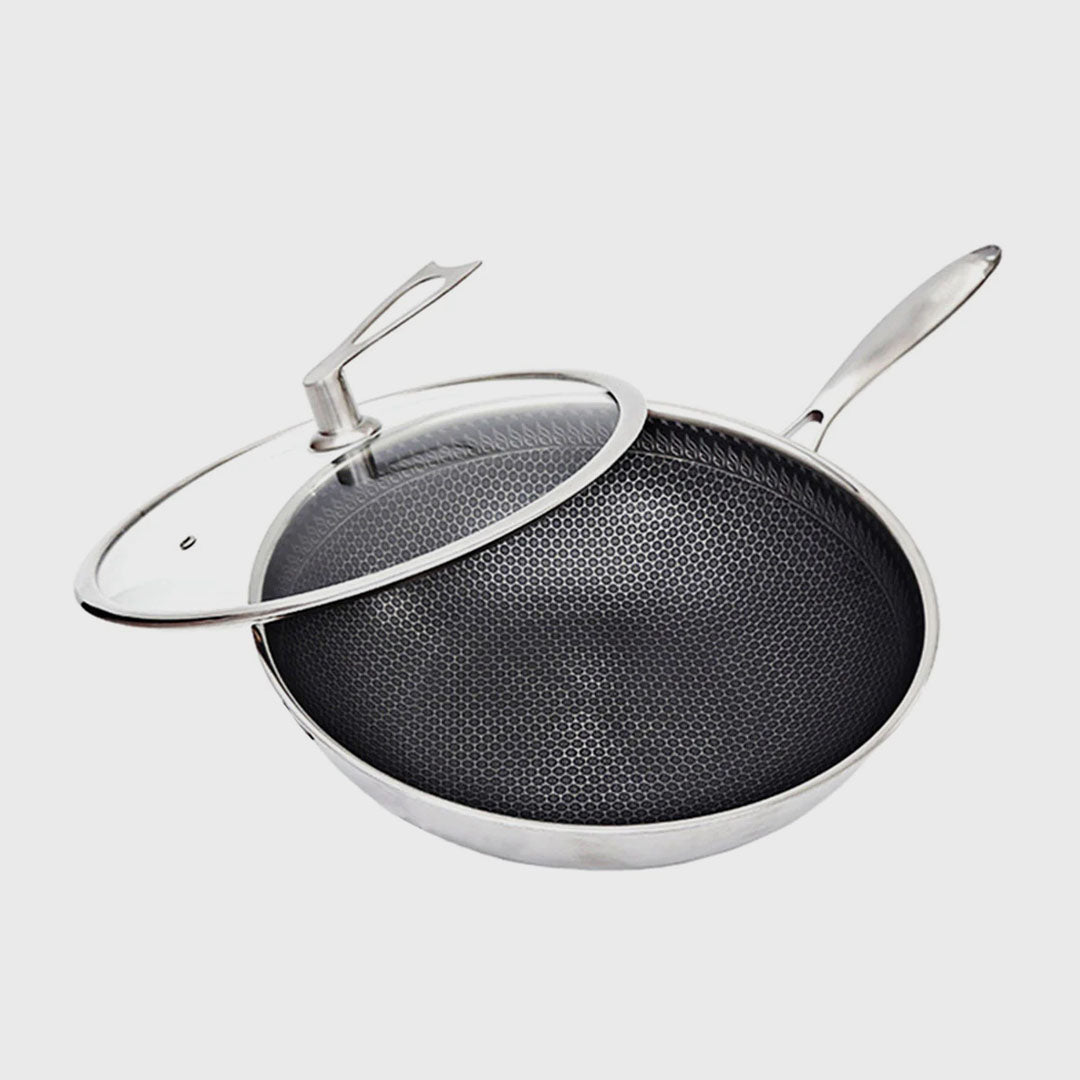32cm Stainless Steel Frying Pan with Glass Lid
