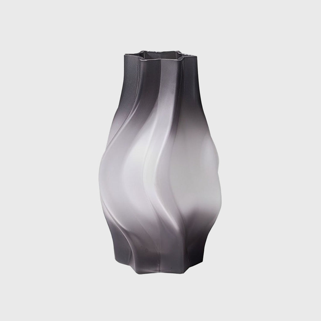 SOGA 24cm Glass Vase Grey with Beautiful glass Bubble Texture Art Vases