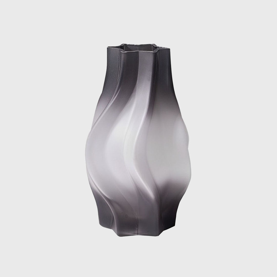 SOGA 24cm Glass Vase Grey with Beautiful glass Bubble Texture Art Vases