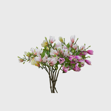 6 Bunch Artificial Magnolia denudata 4 Heads Purple