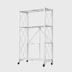 4 Tier Foldable Kitchen Shelves with Wheels White