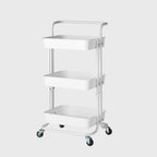 3 Tier Steel White Movable Kitchen Cart