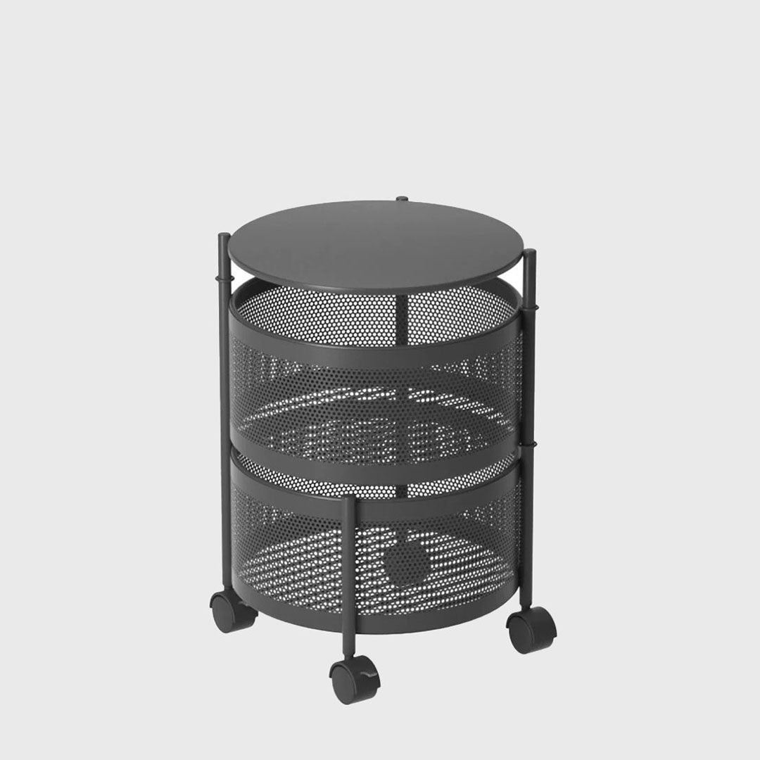 2 Tier Steel Round Rotating Kitchen Cart