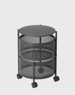 2 Tier Steel Round Rotating Kitchen Cart