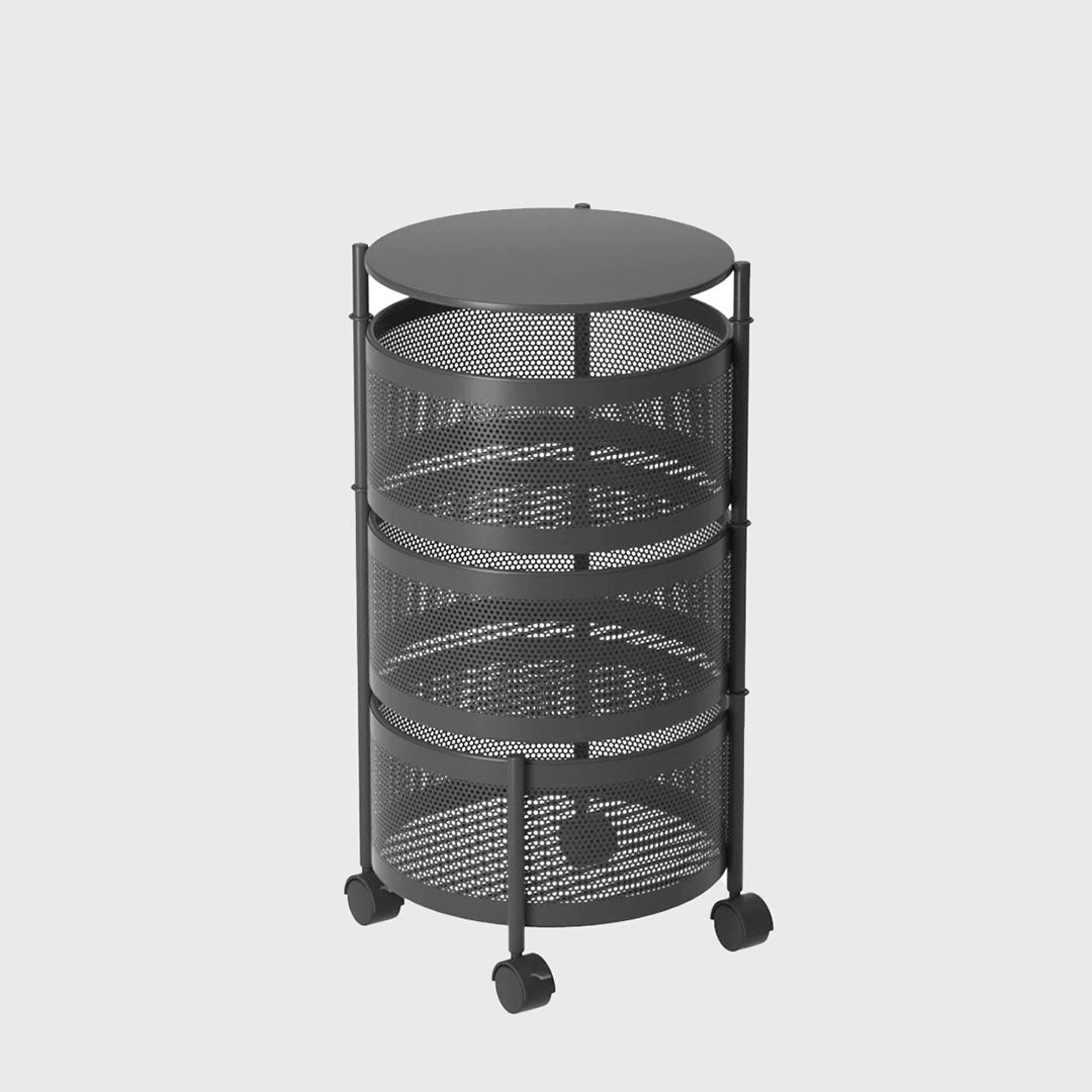 3 Tier Steel Round Rotating Kitchen Cart