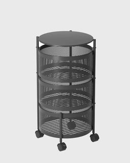 3 Tier Steel Round Rotating Kitchen Cart