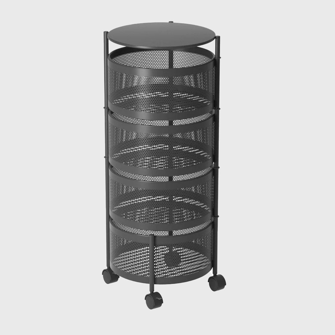 4 Tier Steel Round Rotating Kitchen Cart