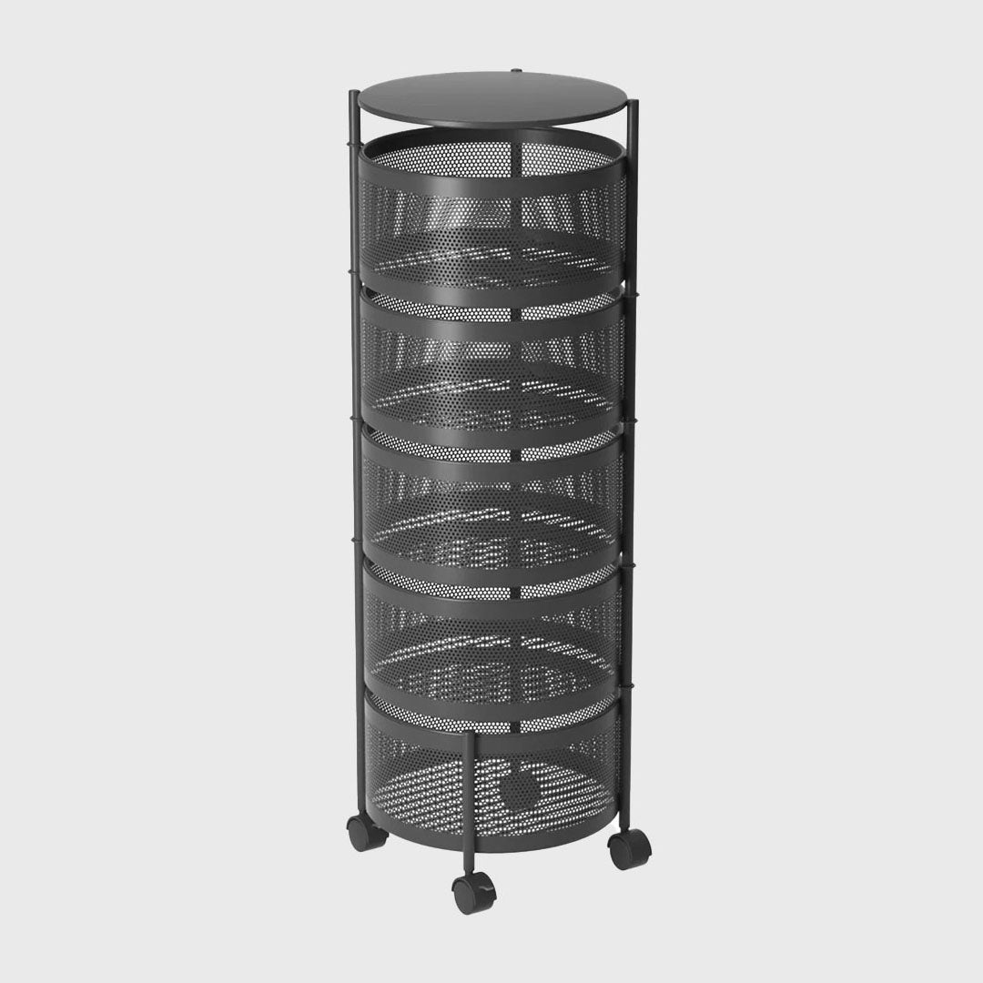 5 Tier Steel Round Rotating Kitchen Cart