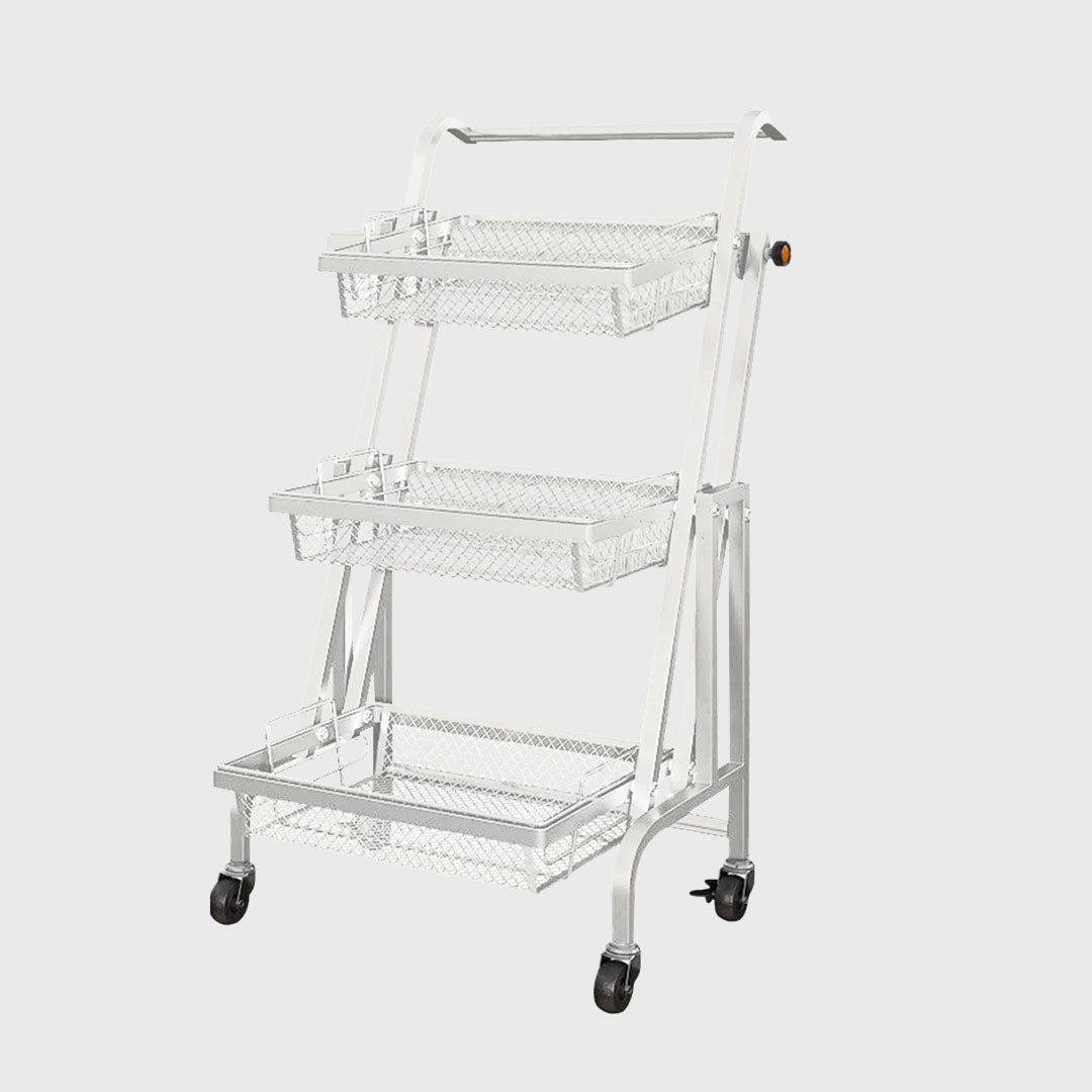 3 Tier Steel White Adjustable Kitchen Cart