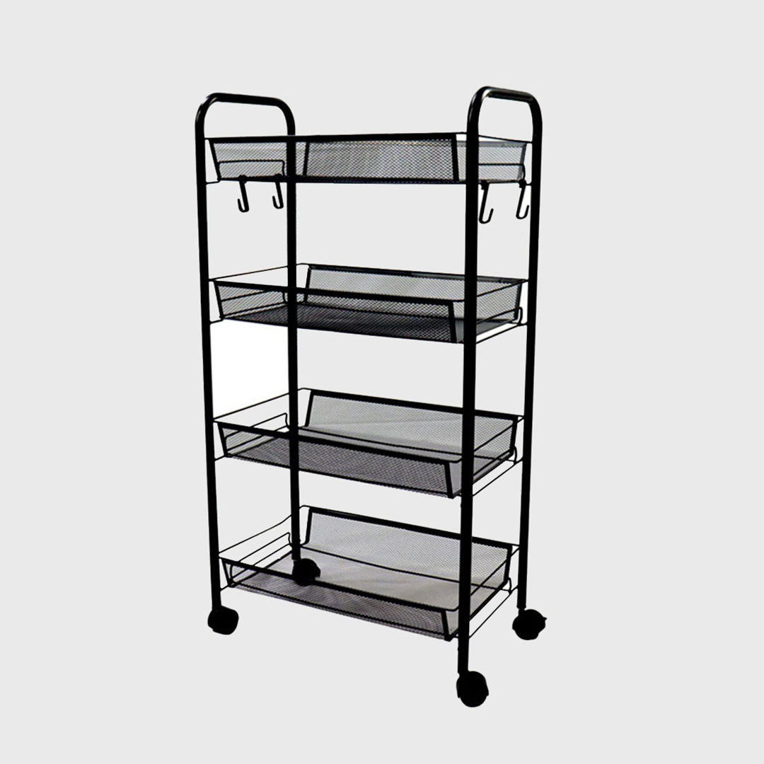 4 Tier Steel Mesh Kitchen Cart