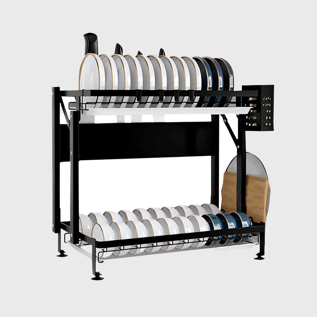 2 Tier Black Dish Drainer Kitchen Organiser