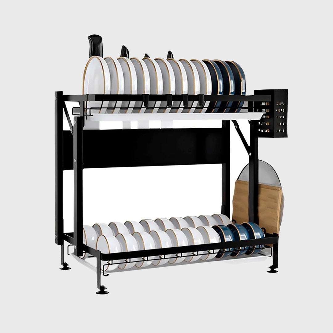 2 Tier Black Dish Drainer Kitchen Organiser