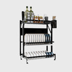 3 Tier Black Dish Drainer Kitchen Organiser