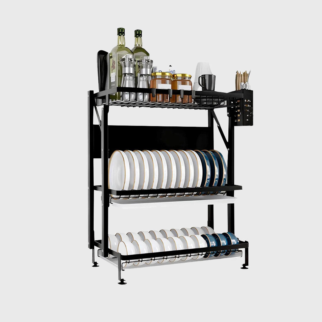 3 Tier Black Dish Drainer Kitchen Organiser
