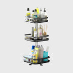 3 Tier Black Square Multi-Function Kitchen Seasoning Organiser Shelf