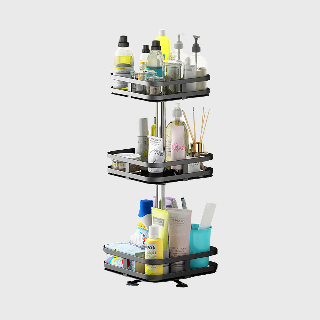 3 Tier Black Square Multi-Function Kitchen Seasoning Organiser Shelf