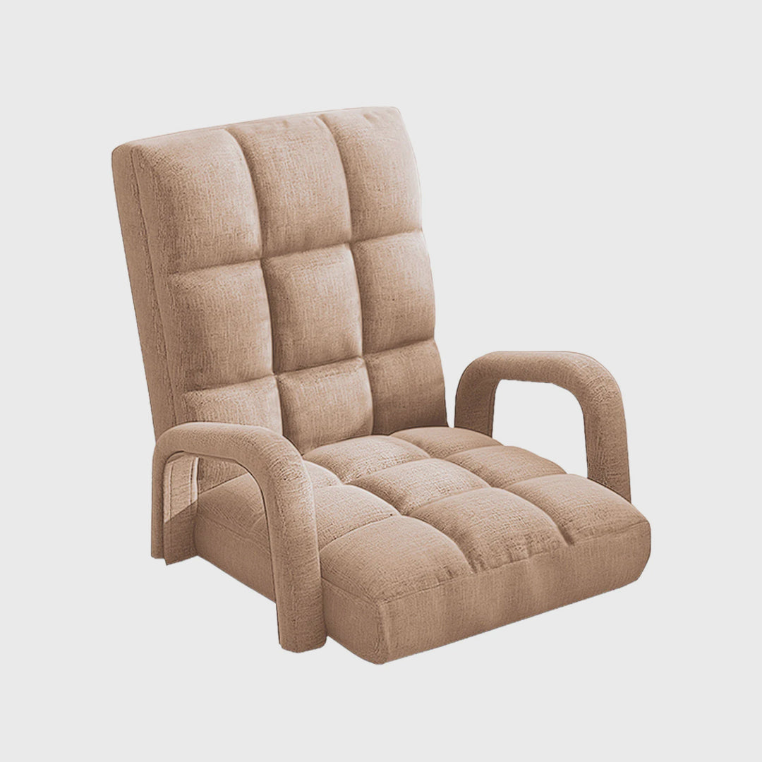 Floor Recliner Lazy Chair with Armrest Khaki