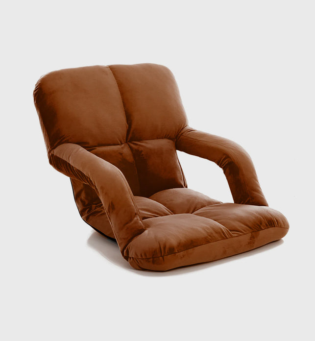 Foldable Floor Recliner Lazy Chair with Armrest Coffee